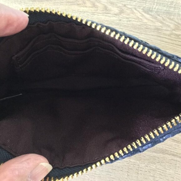 COACH CH215 Straw+Leather Mix Nolita 15 Navy Wristlet & Coach Gold Cherry Charm - Picture 9 of 9